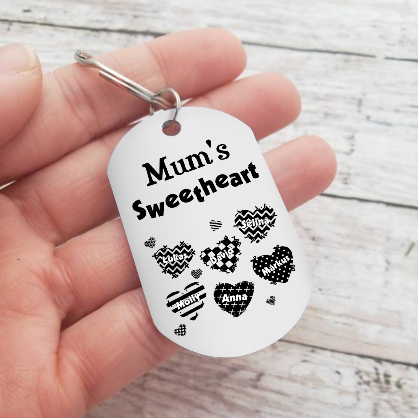 Personalised 6 Names Keychain Hearts Family Keychain Mother's Day Gift - Mum's Sweetheart-Jessemade AU