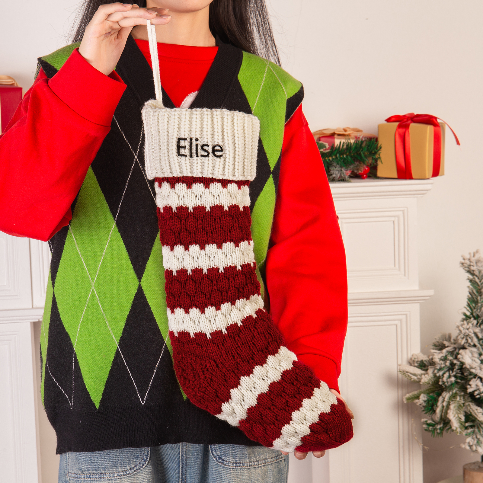 Customised 1 Name Christmas Stockings Ornaments Personalised Christmas Gifts for Family Friends-Jessemade AU