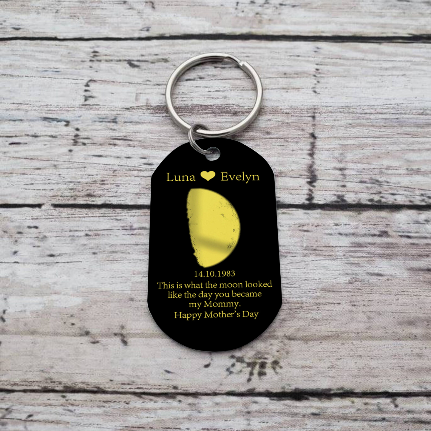 Personalised Text & Date & Photo Keychain Mother's Day Gifts - This Is What The Moon Looked Like The Day You Became My Mommy-Jessemade AU