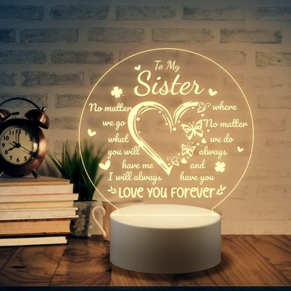 To My Sister - Love You Forever Night Light LED Lamp Bedroom Decoration For Sister-Jessemade AU
