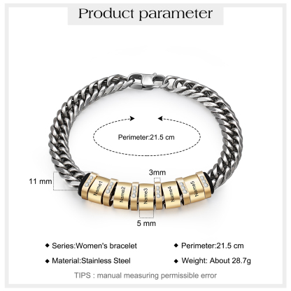 Personalised Cuban Chain Bracelet Customised Name Bracelet with 5 Beads-Jessemade AU