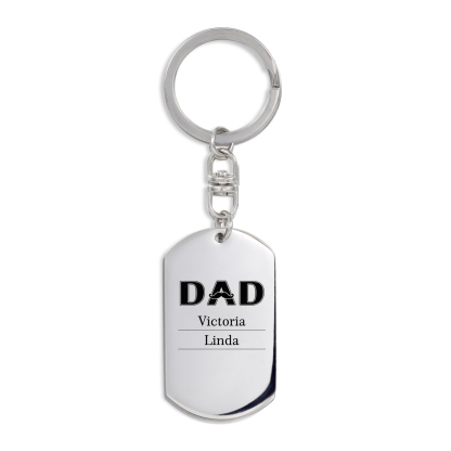 Personalised Photo Keychain Dad Keyring Engrave 2 Names Father's Day Gifts-Jessemade AU