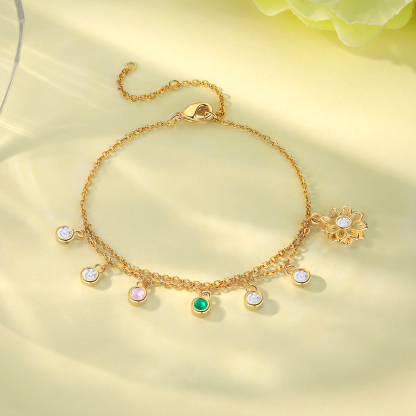 Personalised Women's Bracelet Custom 2 Birthstones Bracelet Gold Adjustable Bracelet Mother's Day Gift for Her-Jessemade AU