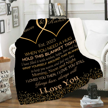 Personalised Couple Blanket Customised 2 Names Blanket Valentine's Day Anniversary Gift for Couples-Jessemade AU