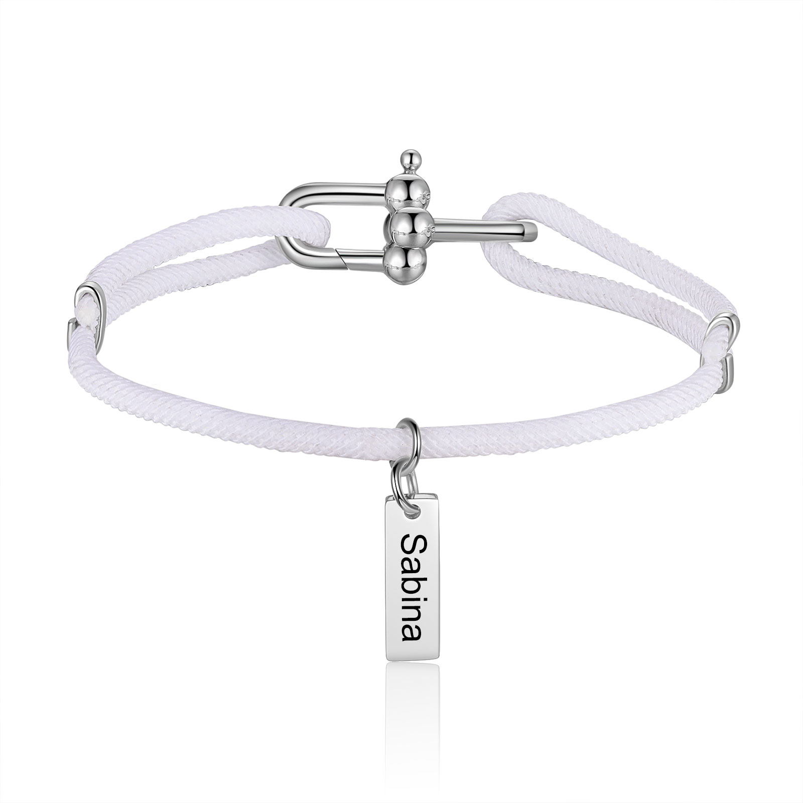 Custom 1 Name Bracelet Adjustable Bracelet Black/White Bracelet Personalised Gift for Him/Her-Jessemade AU