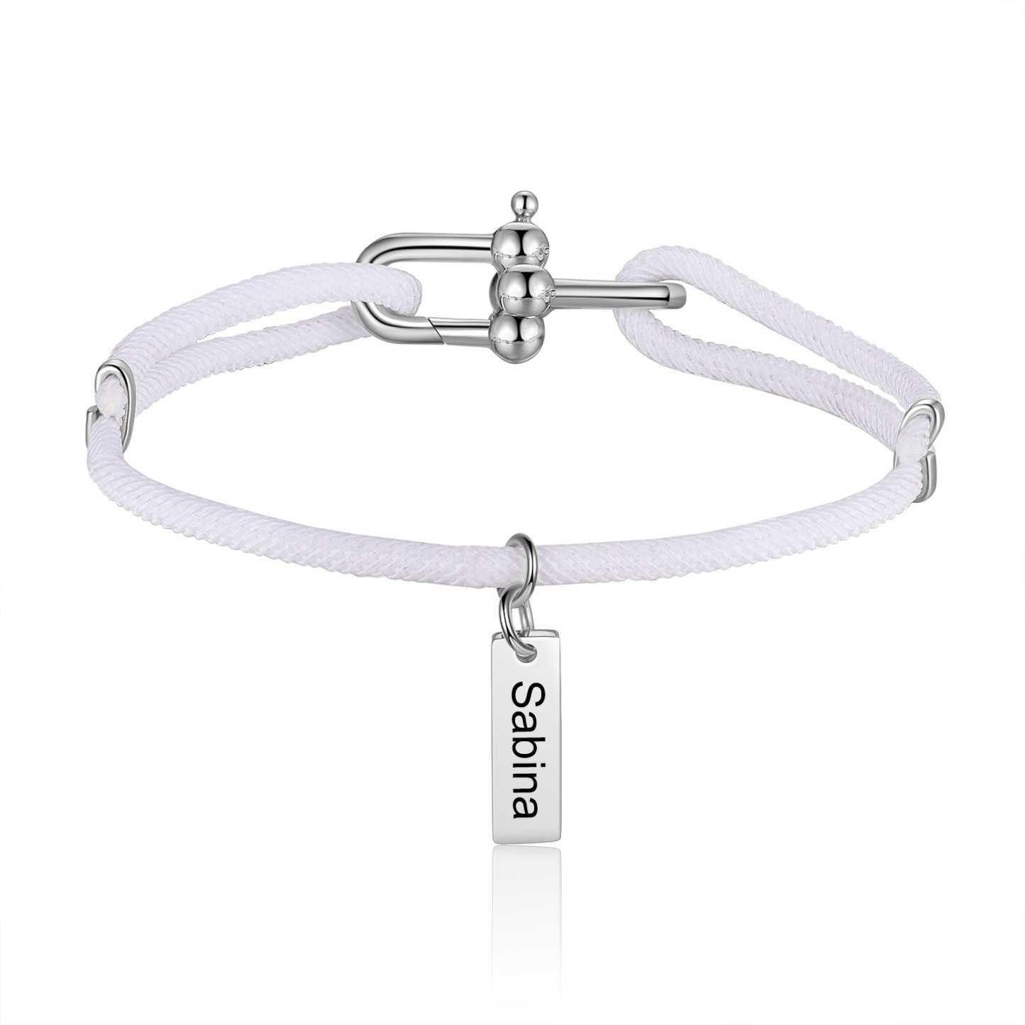 Custom 1 Name Bracelet Adjustable Bracelet Black/White Bracelet Personalised Gift for Him/Her-Jessemade AU