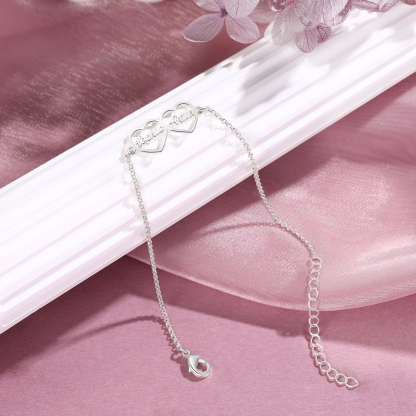 2 Names - Personalised Heart Bracelet Custom Name Bracelets Birthday Valentine's Day Gift For Her-Jessemade AU