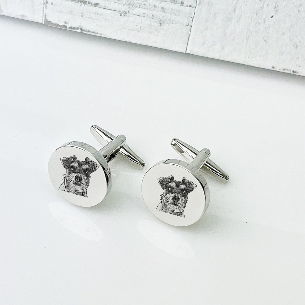 Personalised Men's Cufflinks Custom 2 Photos Circle Metal Cufflinks Pet Photo Memorial Gift-Jessemade AU