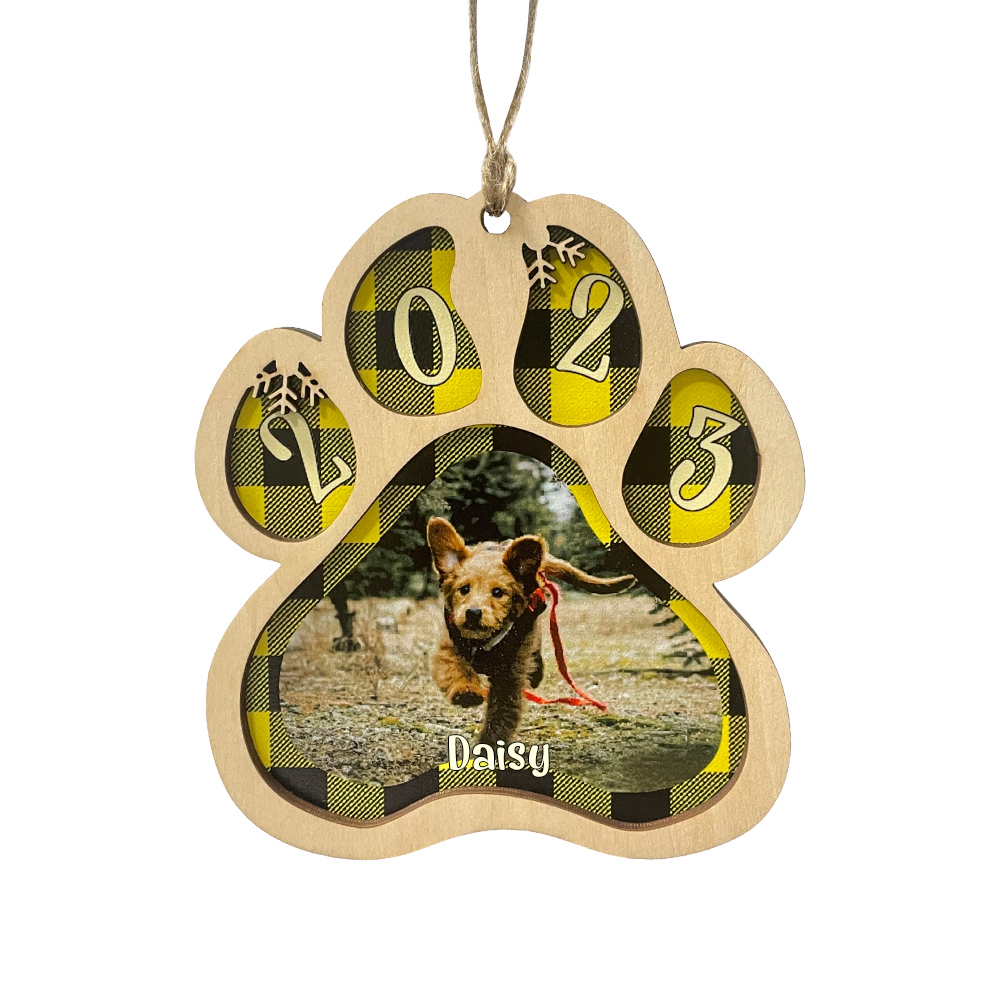 Personalised Christmas Dog Paw Ornament Custom Name & Photo & Year Christmas Gifts-Jessemade AU