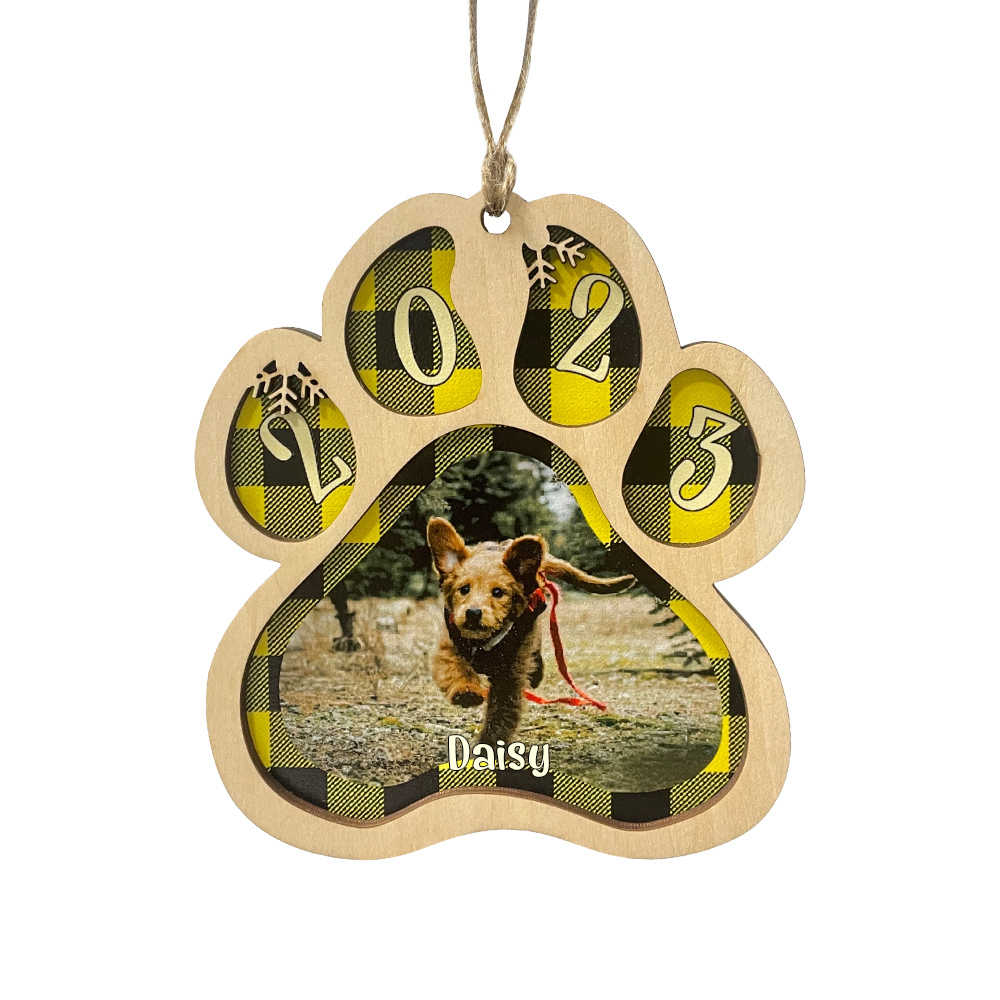 Personalised Christmas Dog Paw Ornament Custom Name & Photo & Year Christmas Gifts-Jessemade AU