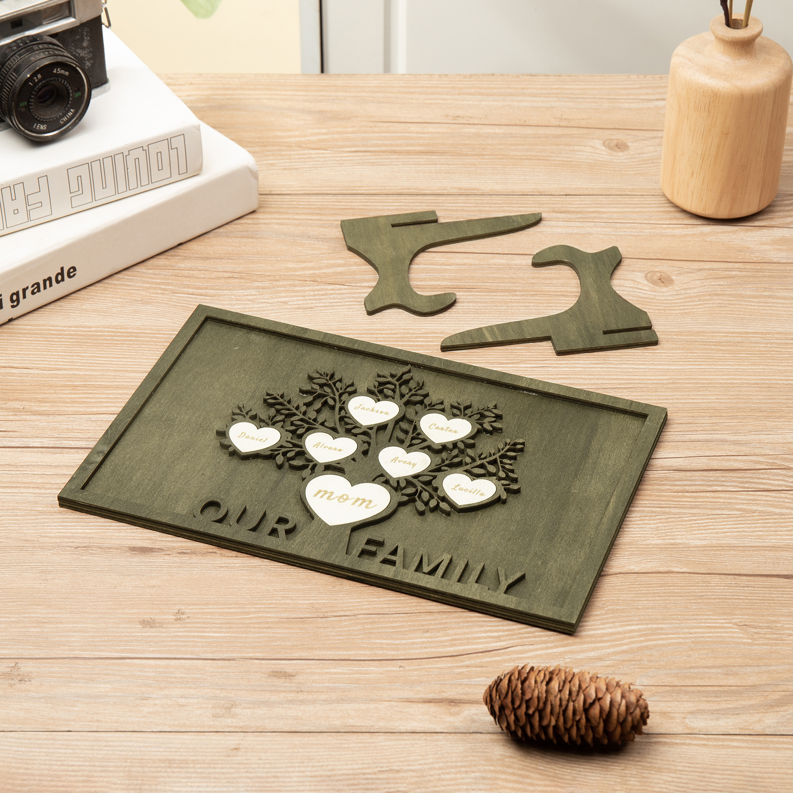 Family Tree Wood Frame Personalised Family Tree Sign Custom 7 Names Plaque-Jessemade AU