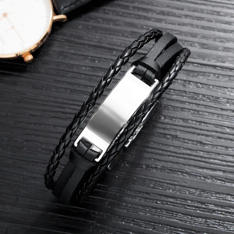 To My Son, You Are Braver Than You Believe Inspirational Bracelet Initial ID Bar Bangle Gifts For Men-Jessemade AU