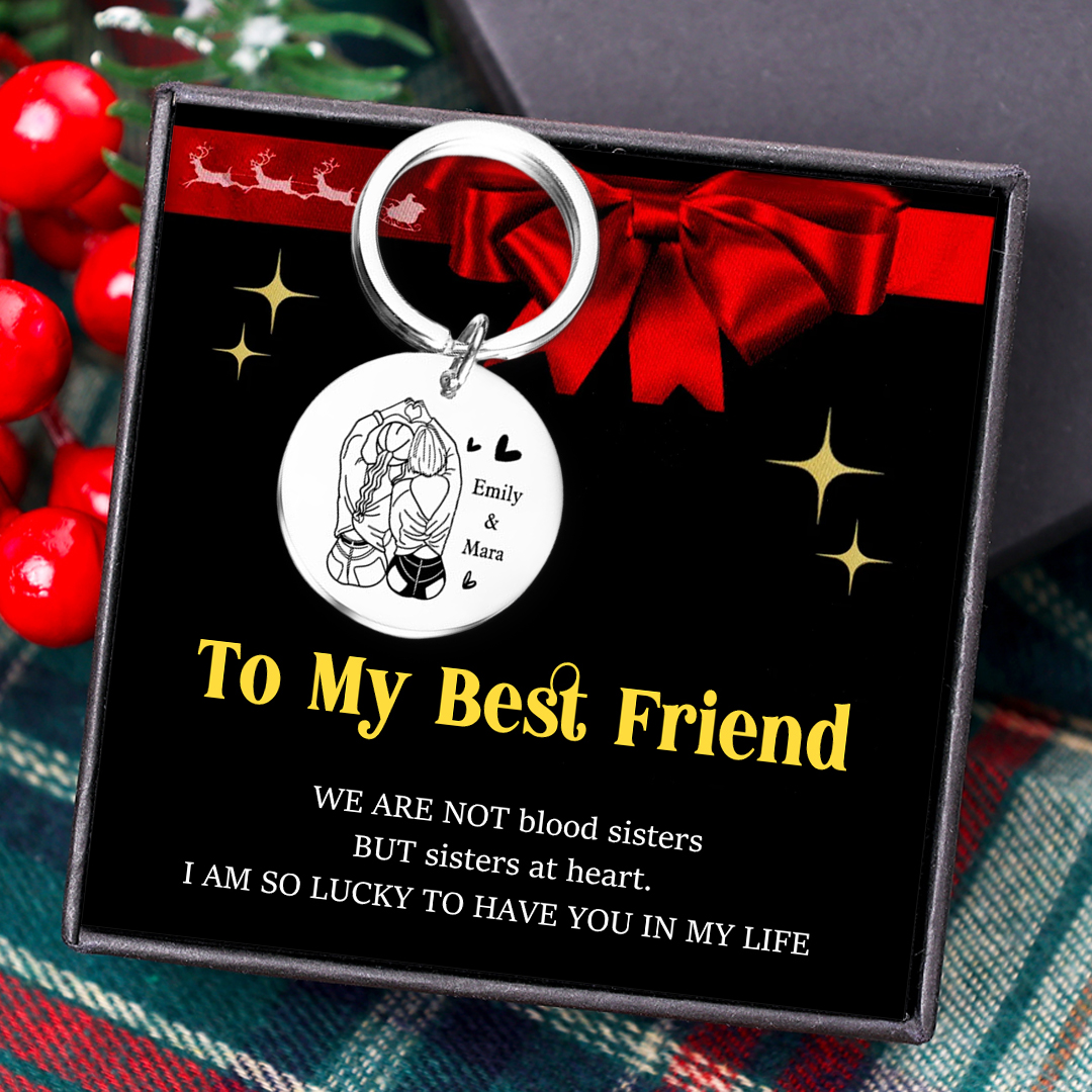 To My Best Friend Keychain Custom 2 Names Circle Keyring Metal Keychain Personalised Gift For Besties/Sisters