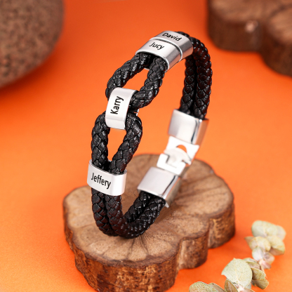 Customised 4 Beads Men's Bracelets For Him With Family Name-Jessemade AU