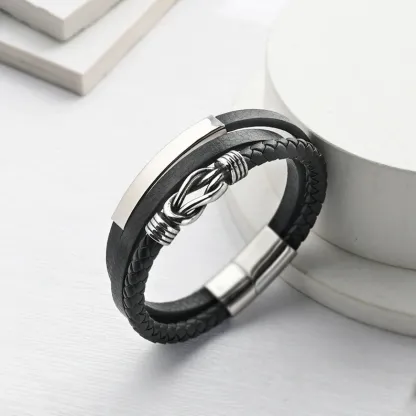 To My Son Infinity Knot Leather Bracelet "Forever Linked Together" Inspirational Gifts For Son-Jessemade AU