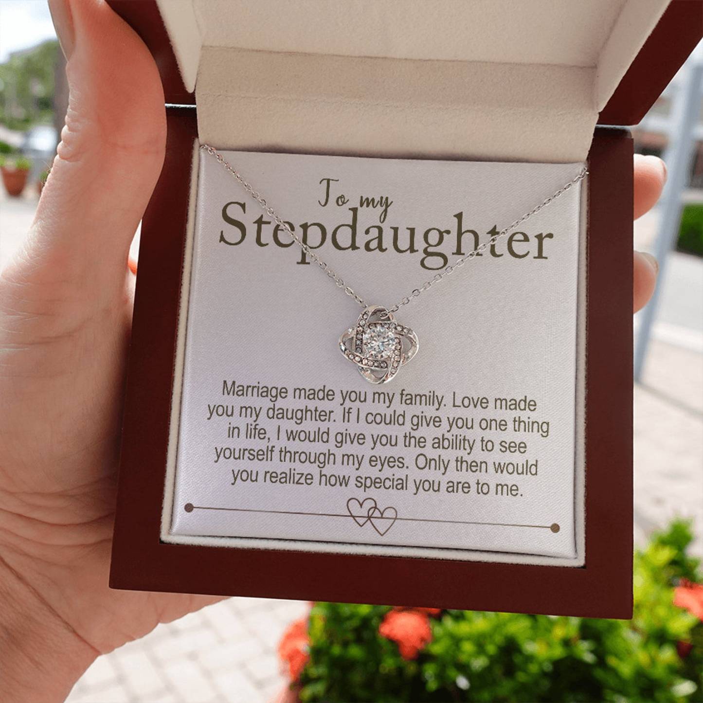 To My Stepdaughter - S925 Love Knot Necklace "Love Made You My Daughter" Gifts For Daughter-Jessemade AU