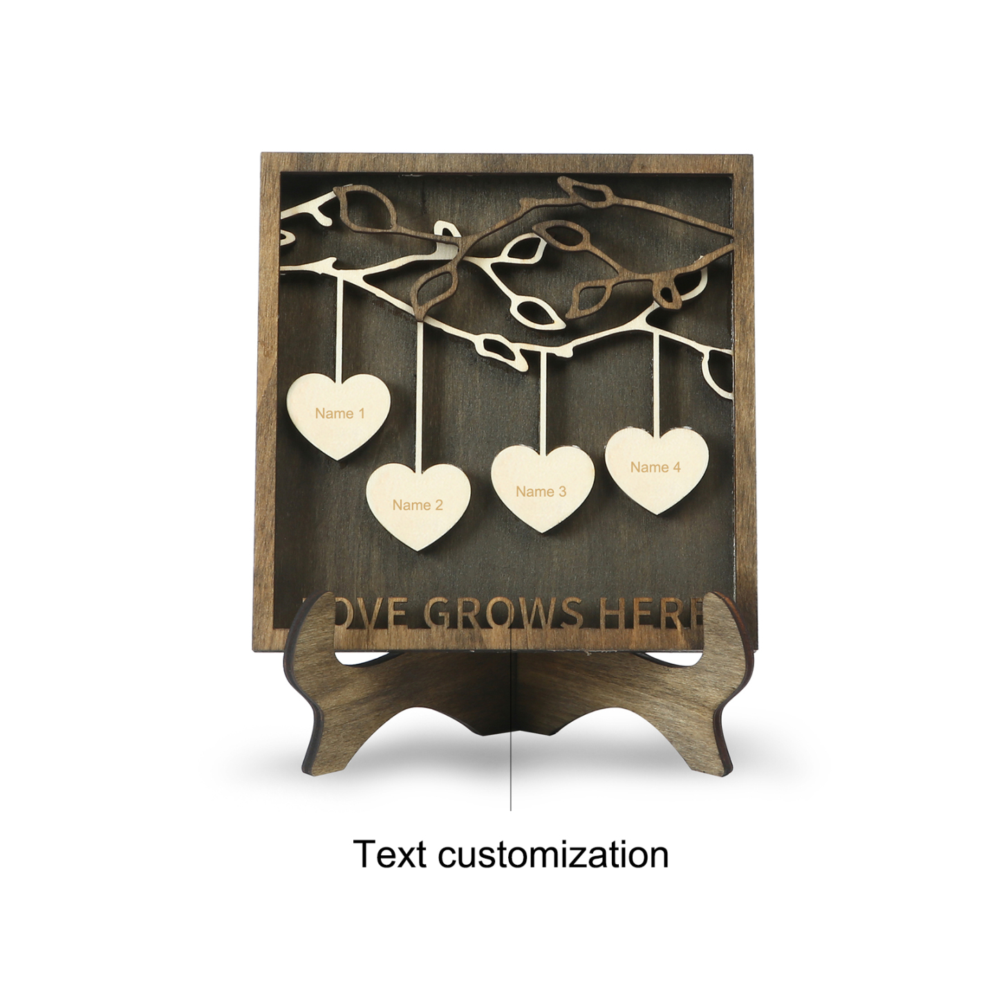 Custom Family Tree Sign Engrave 4 Names Wooden Family Frame Home Decor-Jessemade AU