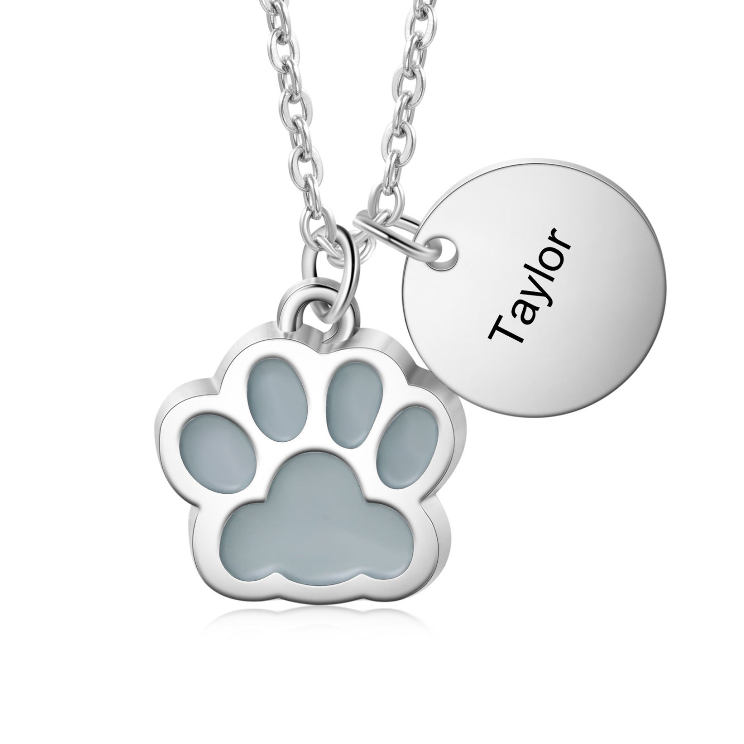 Personalised Dog Paw Pendant Necklace Customised Name Fluorescent Necklace Creative Gift for Her/Him-Jessemade AU