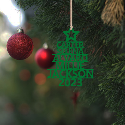 5 Names - Personalised Christmas Tree Ornaments Customised Name Xmas Wooden Decor Gifts for Family Friends-Jessemade AU