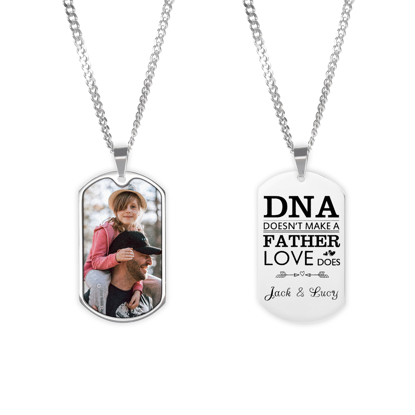 Personalised Photo Necklace Engraved Tag Keyring Gifts for Father-Jessemade AU