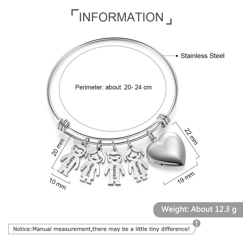 Customised Keychain with 4 Children Charms bangle-Jessemade AU