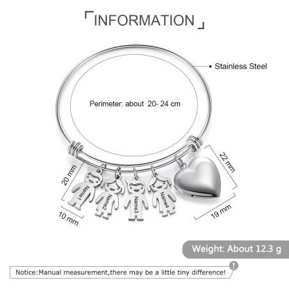 Customised Keychain with 4 Children Charms bangle-Jessemade AU