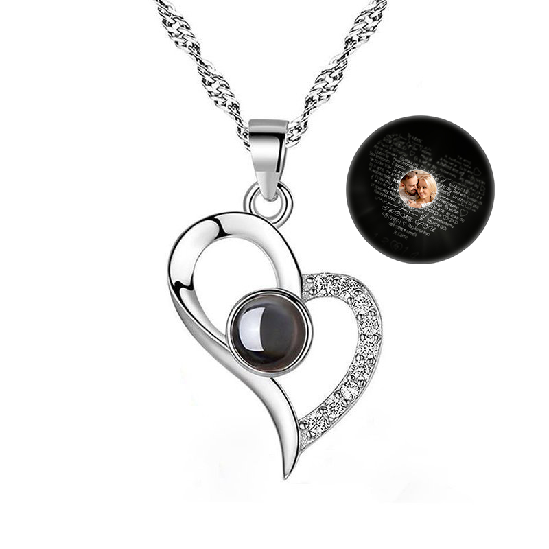 Personalised 100 Languages Projection Necklace Engraved  " I LOVE YOU"  Gifts For Her