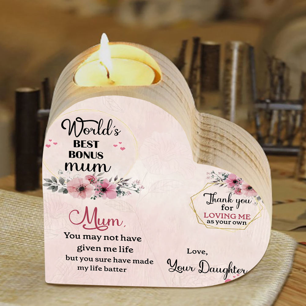 To My Mum-Wooden Heart Candle Holder Flower Candlesticks "made my life better" Gifts For Mother-Jessemade AU
