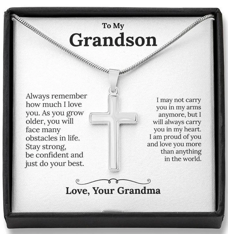 Confirmation Gift To My Grandson Cross Necklace "I'm proud of you“ Inspirational Gifts for grandson-Jessemade AU