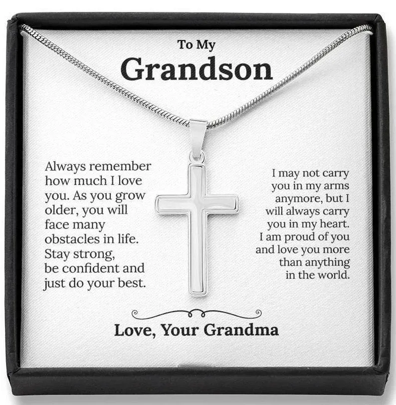 Confirmation Gift To My Grandson Cross Necklace "I'm proud of you“ Inspirational Gifts for grandson-Jessemade AU