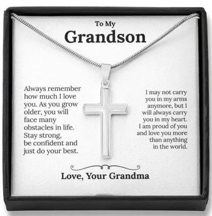 Confirmation Gift To My Grandson Cross Necklace "I'm proud of you“ Inspirational Gifts for grandson-Jessemade AU