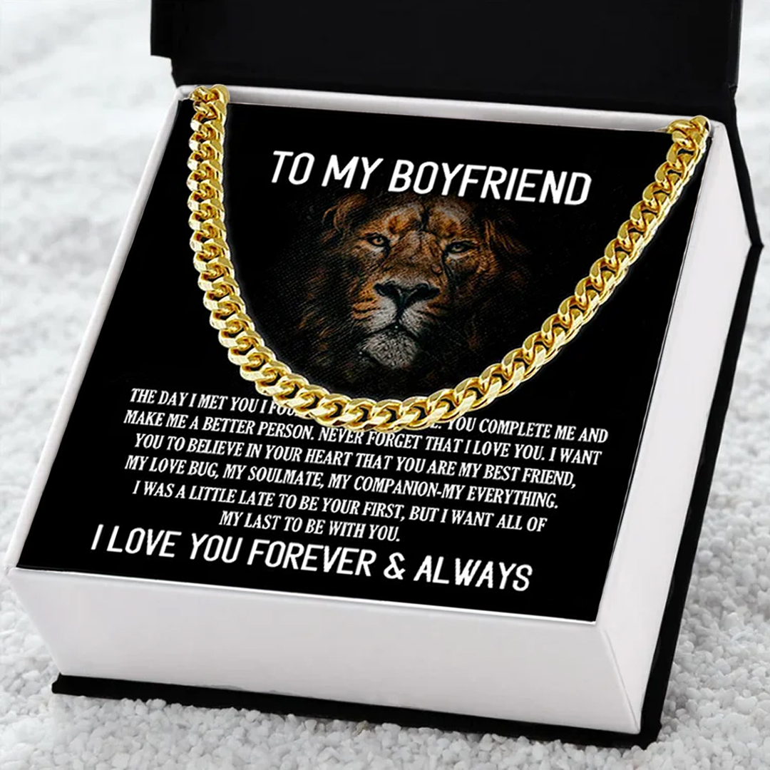 To My Boyfriend Cuban Link Chain Necklace Promise Necklace Gift Set - I Love You Forever & Always-Jessemade AU