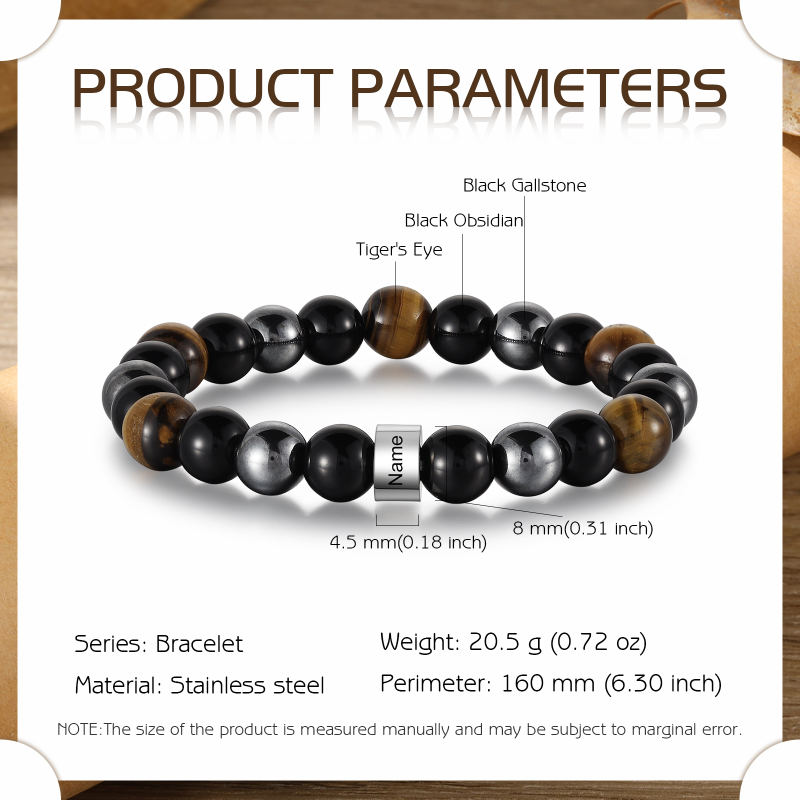 1 Name - Personalised Men's Beaded Bracelet Customised Name Bracelet Birthday Gift for Him-Jessemade AU