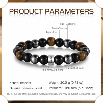 1 Name - Personalised Men's Beaded Bracelet Customised Name Bracelet Birthday Gift for Him-Jessemade AU