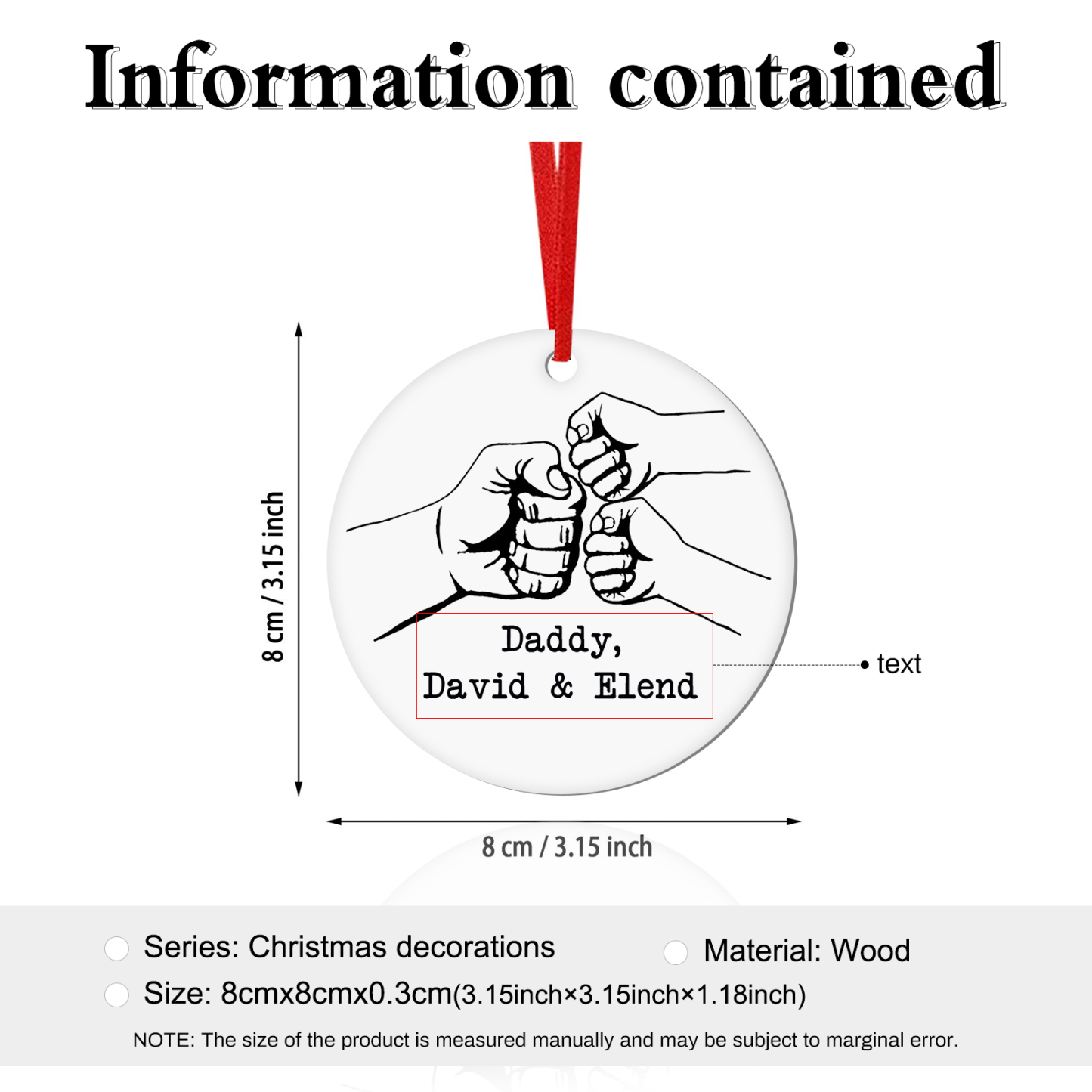 Personalised Christmas Tree Ornaments Wooden Fist Signs Christmas Pendant Custom Text Gifts for Family Friends-Jessemade AU