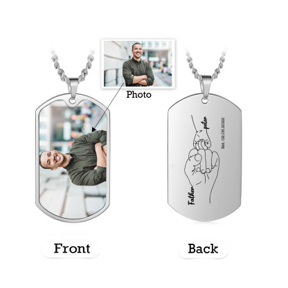 Custom Fist Bump Family Necklace with 1 Kid's Names Personalised Photo Dog Tag Necklace Father's Day Gifts-Jessemade AU