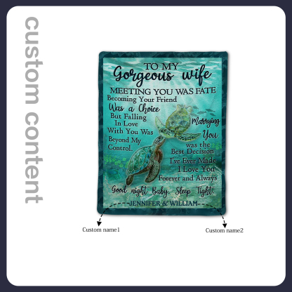 To My Gorgeous Wife Personalised Couple Blanket Sweet Gift "I love you forever and always"-Jessemade AU