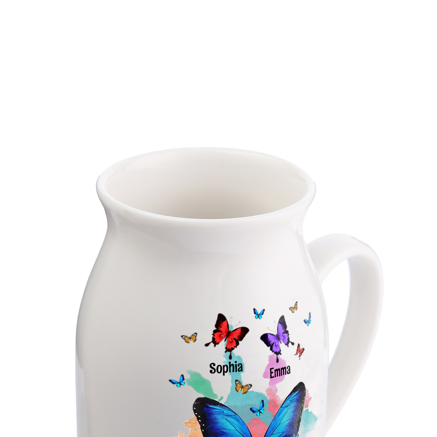 Personalised Ceramic Flower Vase Custom 2–8 Names & 1 Text Colourful Butterfly Vase Gift for Mother/Grandma-Jessemade AU