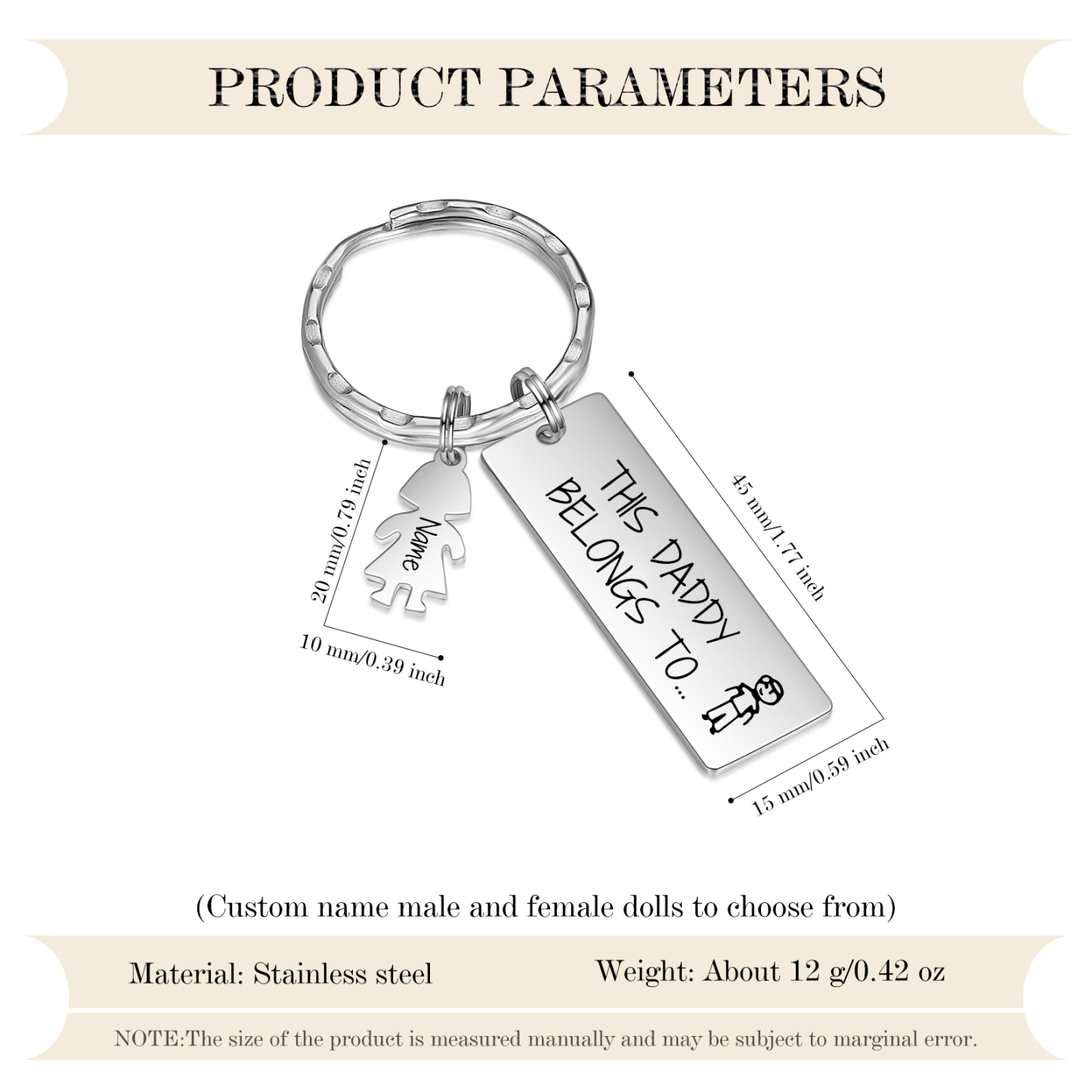 Personalised Keychain with 1 Kid Charms Father's Day Gift "This Daddy Belongs To" Custom Family Keyring-Jessemade AU