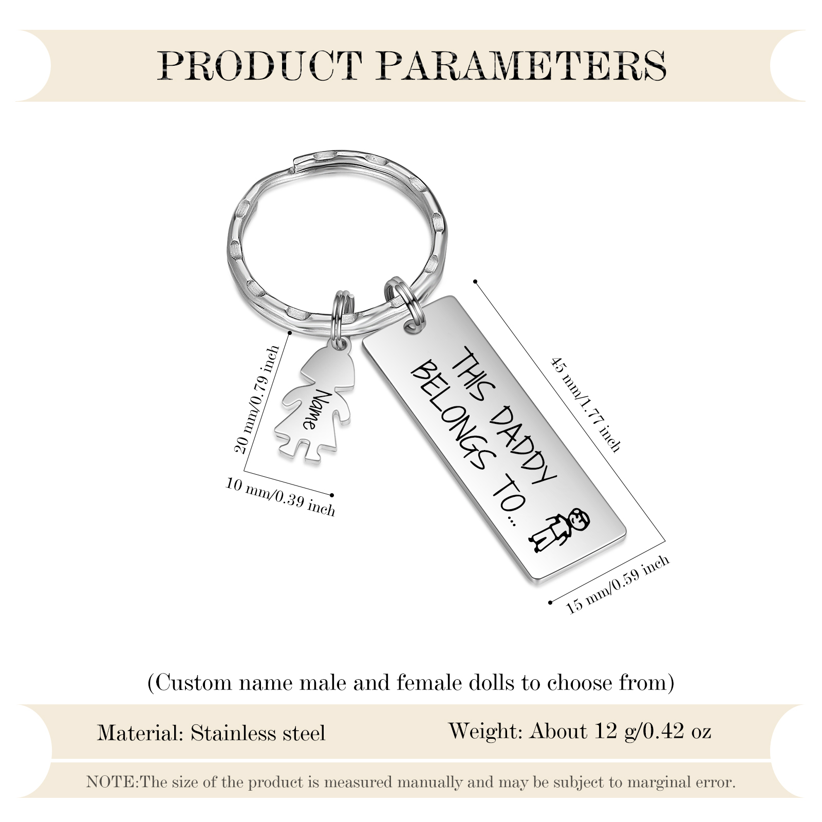 Personalised Keychain with 1 Kid Charms Father's Day Gift "This Daddy Belongs To" Custom Family Keyring-Jessemade AU