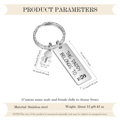 Personalised Keychain with 1 Kid Charms Father's Day Gift "This Daddy Belongs To" Custom Family Keyring-Jessemade AU