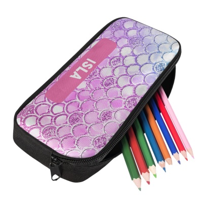 Custom Name Pen Case Personalised  Pink Scales Pen Bag Back to School Gifts for Students-Jessemade AU