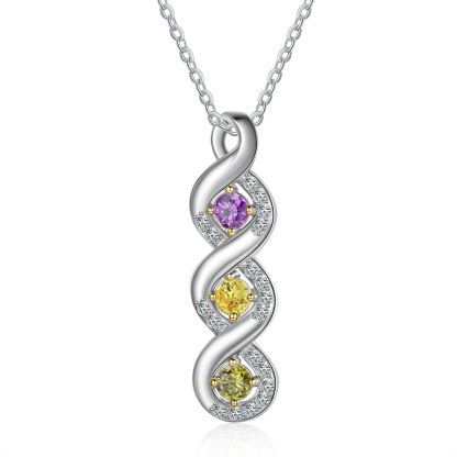 Personalised DNA Necklace With 3 Birthstones Engraved Names Gift For Women-Jessemade AU