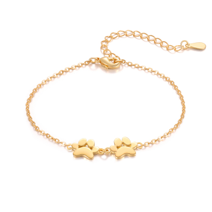 Pet Paw Custom 2 Names Bracelet Gold Adjustable Bracelet Dog Cat Paw Personalised Birthday Gift for Her-Jessemade AU