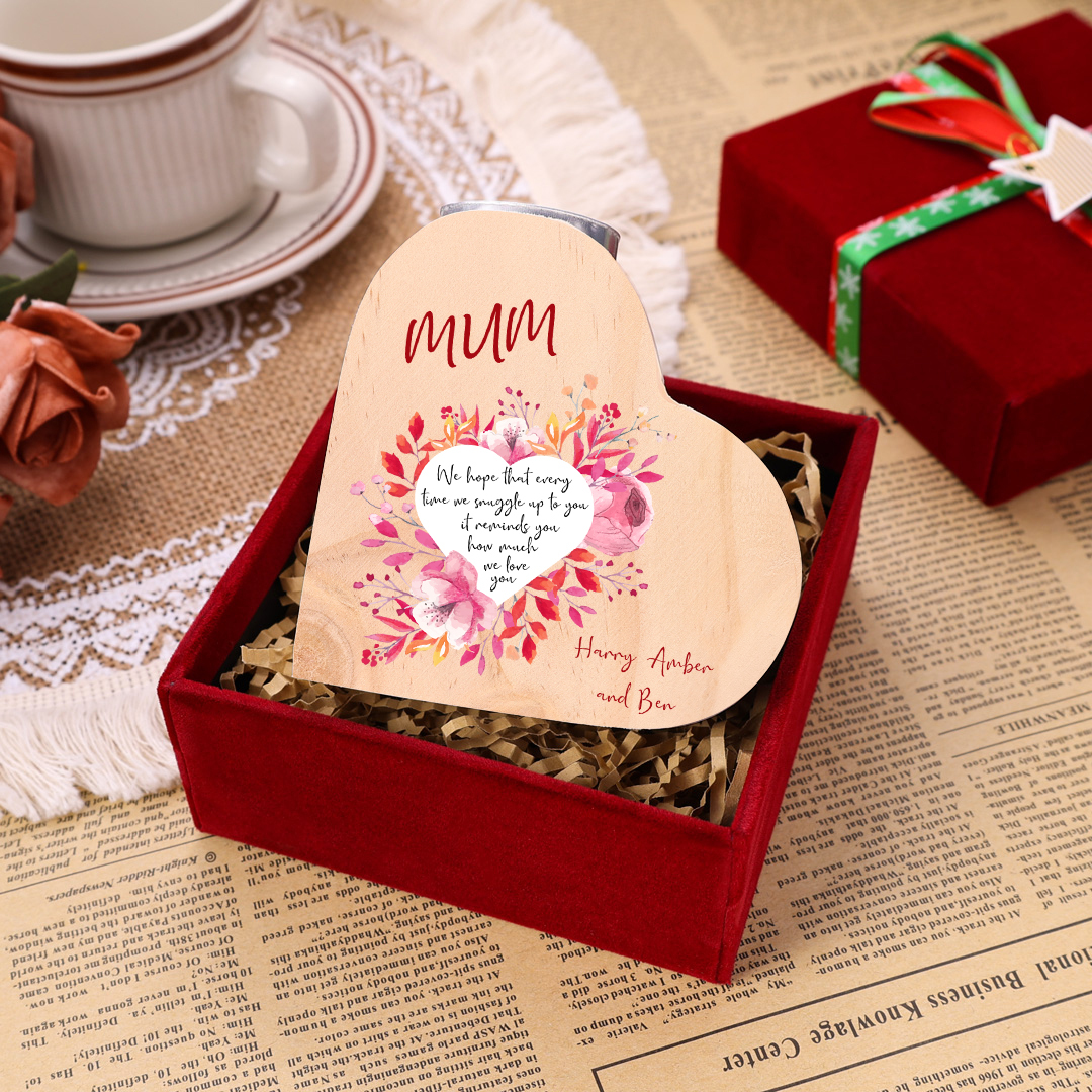 To My Mum Personalised Name Heart Candle Holder Wooden Candlestick "it reminds you how much we love you"-Jessemade AU