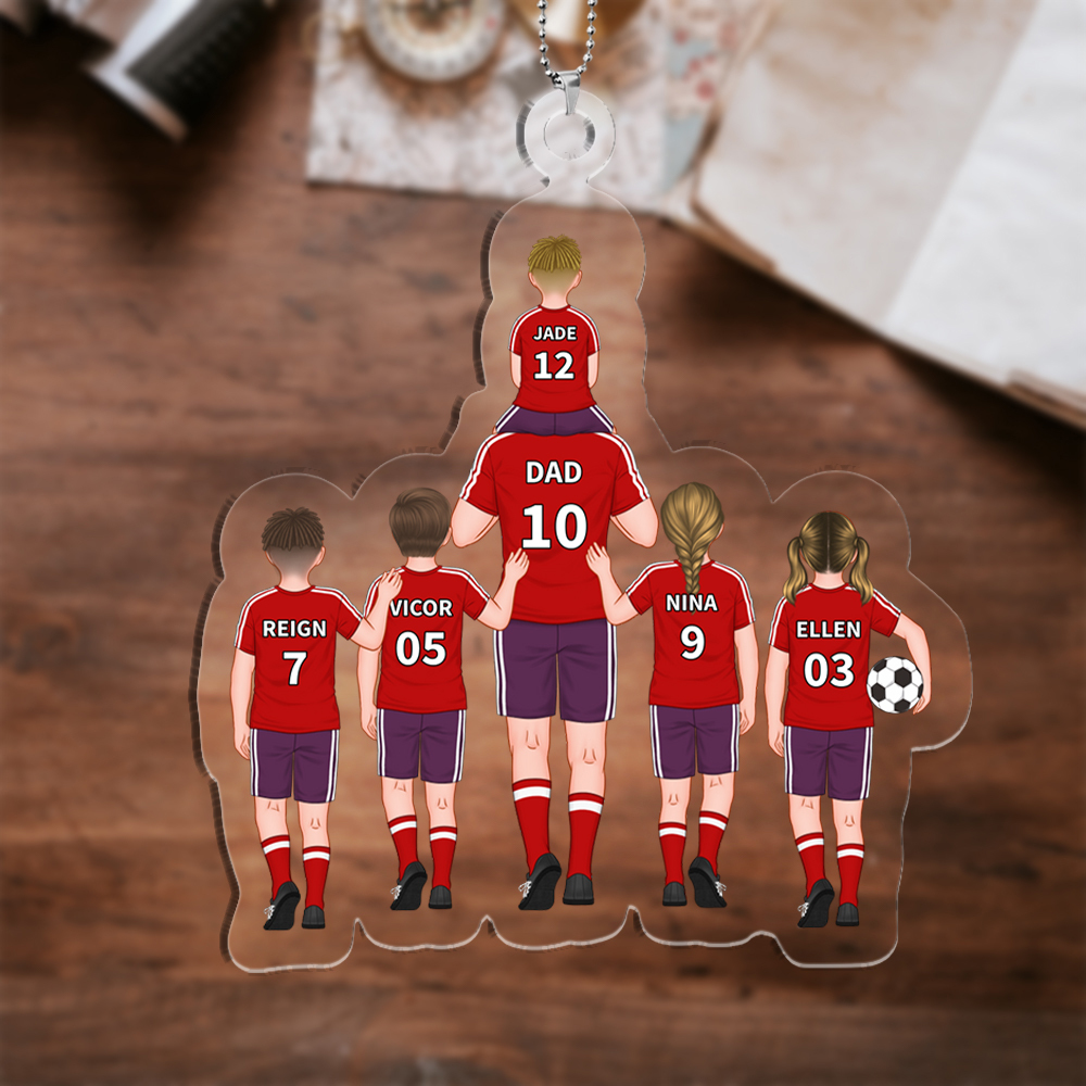 Personalised Soccer Family Hanging Ornament Custom 2–9 Names Football Keychain Acrylic Pendant Father's Day Gifts-Jessemade AU