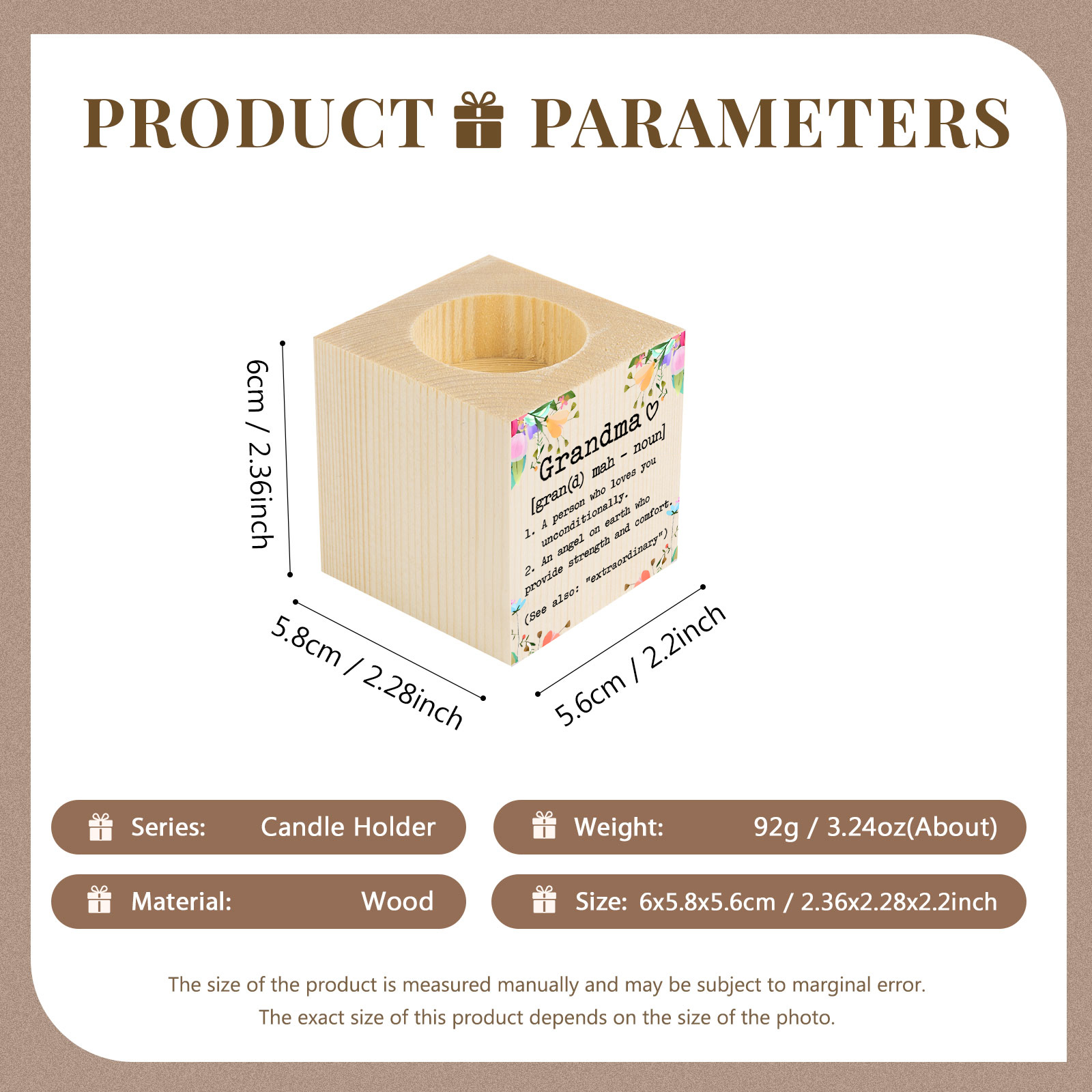 To My Grandmother Candle Holder Wooden Candlestick Special Gift-Jessemade AU