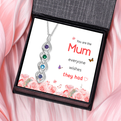 Personalised Twisted Pendant Necklace Custom 4 Birthstones & 4 Names Necklace Gifts for Her-Jessemade AU