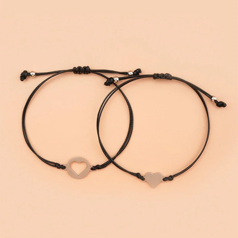 Mother and Daughter Love Heart Bracelet Set Back To School Gift Adjustable String Bracelet-Jessemade AU