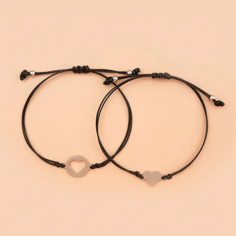 Mother and Daughter Love Heart Bracelet Set Back To School Gift Adjustable String Bracelet-Jessemade AU